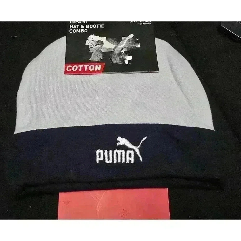 Baby Puma Hat Only 0-6M White‎ Navy
